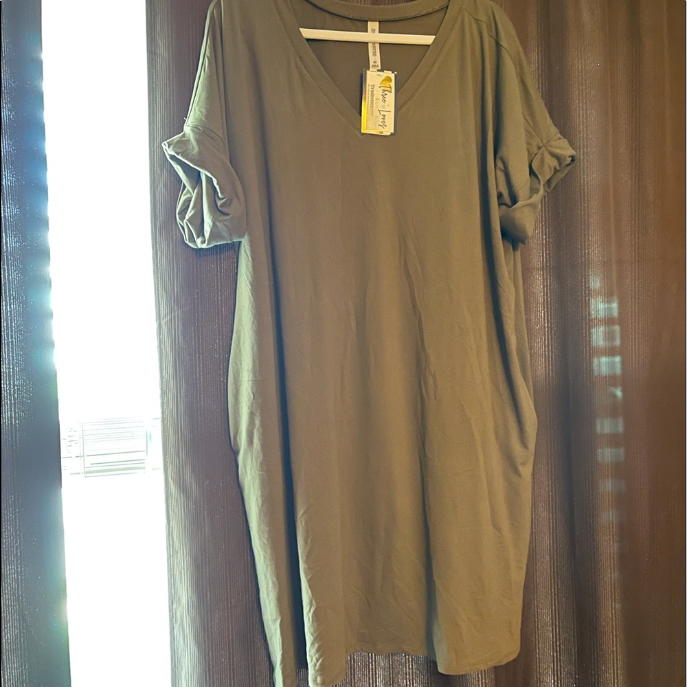Boutique Zenana 2x t-shirt tee dress with pockets NWT